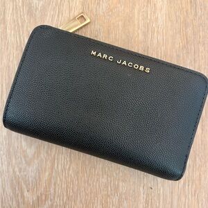 Marc Jacobs Black Textured Wallet with Gold Accents